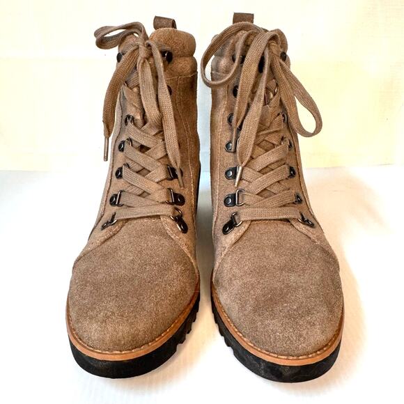 CASLON Jadey Suede Boots Women's 8 Lace Up Taupe Gray Hiking Gorpcore Nordstrom - Picture 4 of 13